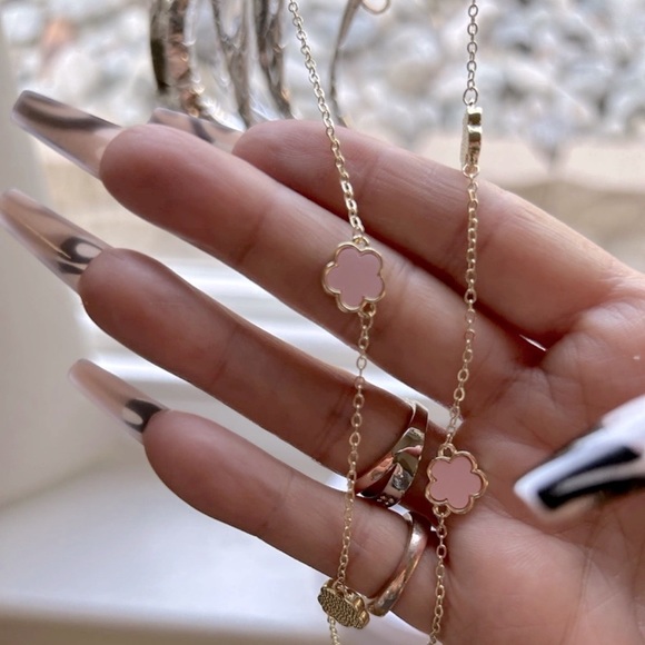 Cherry Blossom Pink Flower Design Copper Necklace - Picture 3 of 6